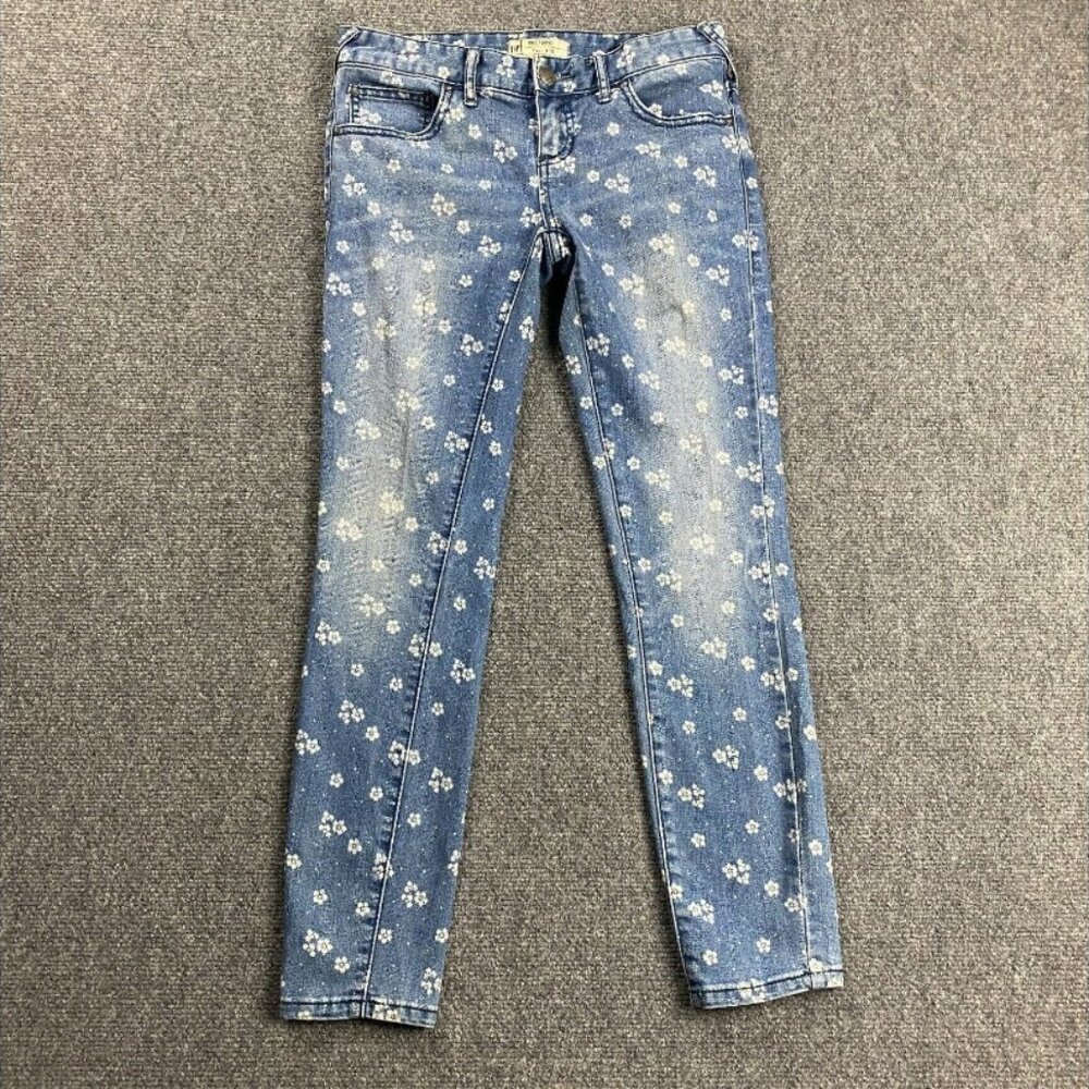 Free People Jeans Women's W 25 Denim Floral Distressed Stretch Cotton Blend